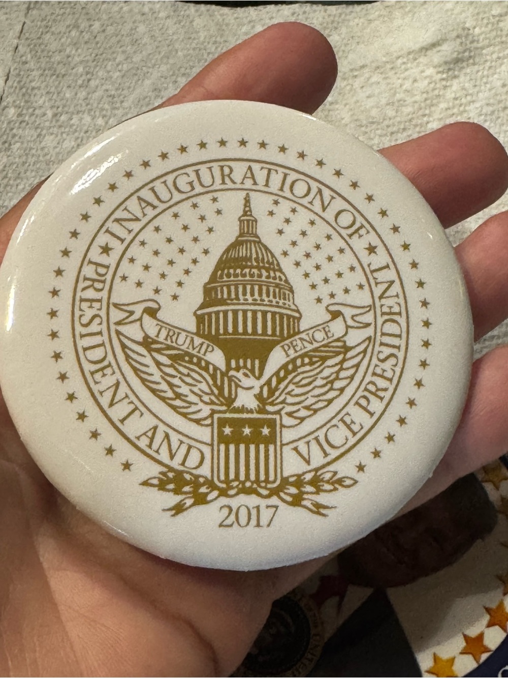 White and Gold Inaugural Commemorative Sticker